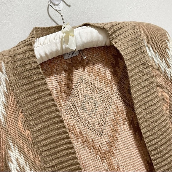 TOBI Women’s Beige Multi Tribal Aztec Knit Cocoon Cardigan Sweater - Picture 5 of 8
